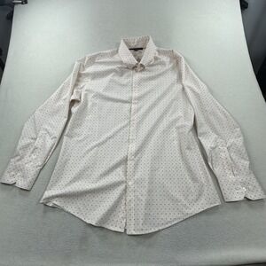 Mizzen+Main Shirt Mens XL White Floral Geometric Leeward Trim Fit Dress Stretch